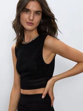 Aritzia Babaton Pointelle Knit Tank in Black